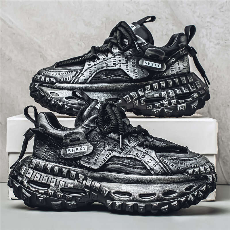 2025 Spring New Dad Men's Thick-Soled Height-Increasing Internet Celebrity Casual Sports Brand Color-Washed Trendy Shoes