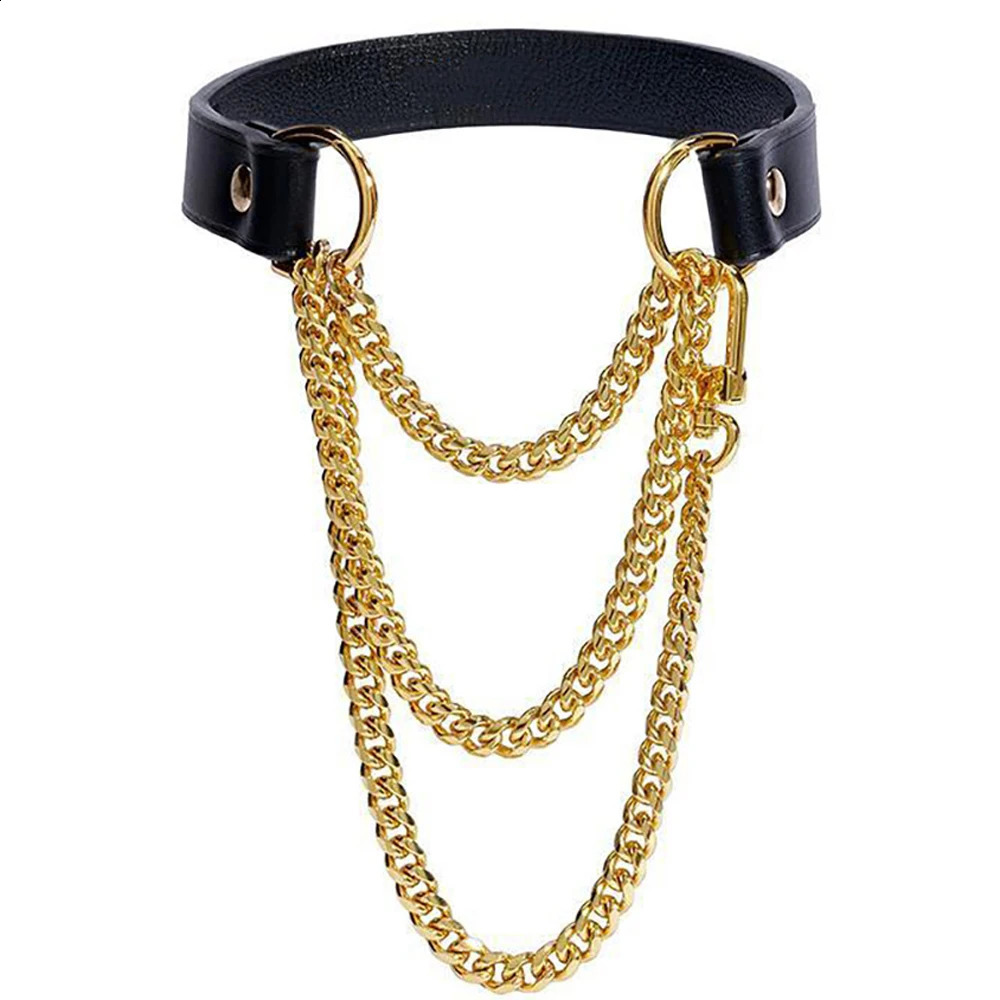 Handmade Black PU Leather Choker Collar For Women Adjustable HiphopTriple-Layer Slip Chain Necklace Fashion Jewelry Necklace 250812