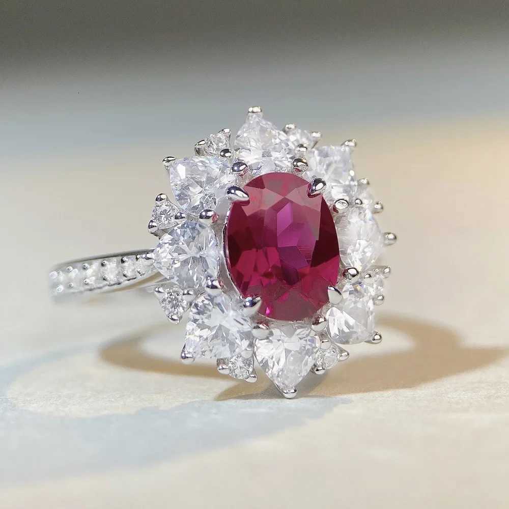 Luxury White Gold Solid Platinum PT950 Womens Diamond Ring Womens Red Diamond Ring Gift for Valentines Day W250812