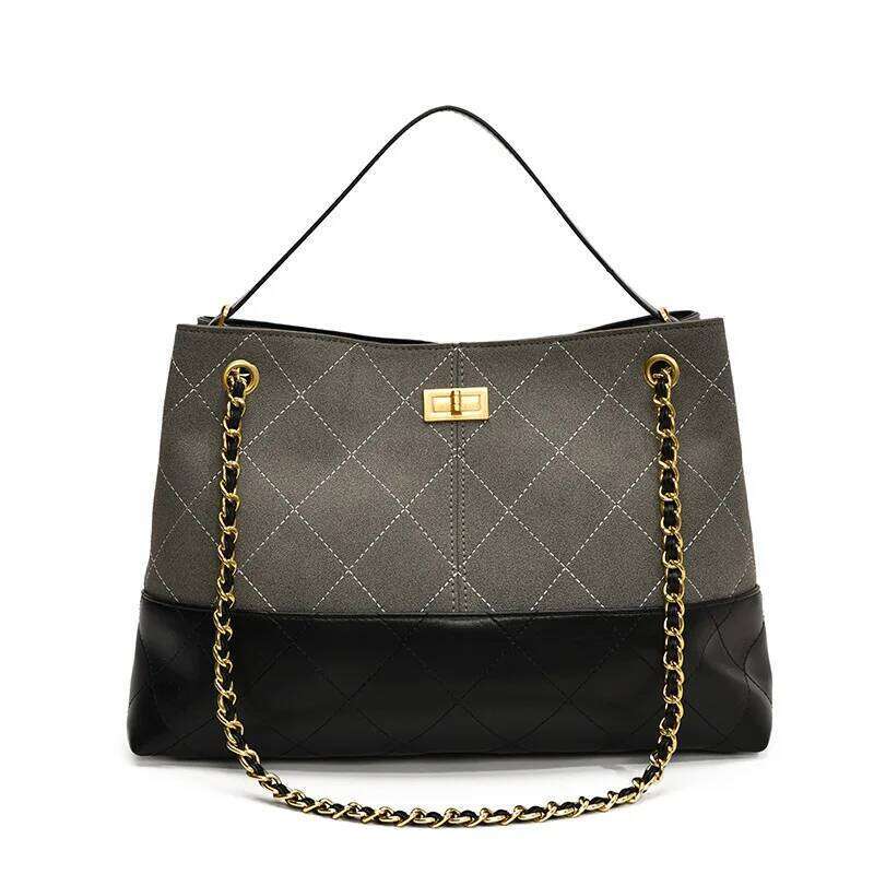 Designer Luxury New Retro Color Block Tote Bag Women S Large Capacity Commuter Quilted Underarm Chain Versatile Crossbody