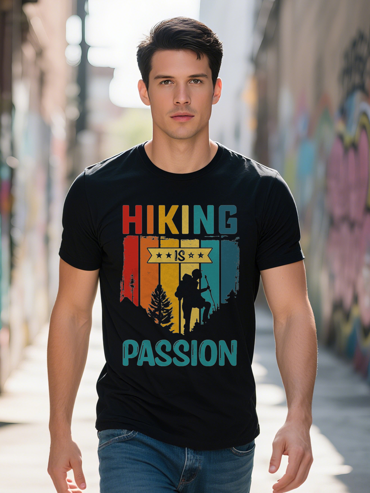 Men S Graphic T Shirt is Passion Print Black Crew Neck Short Sleeve Tee Lightweight Blend Perfect for Outdoor a4be0