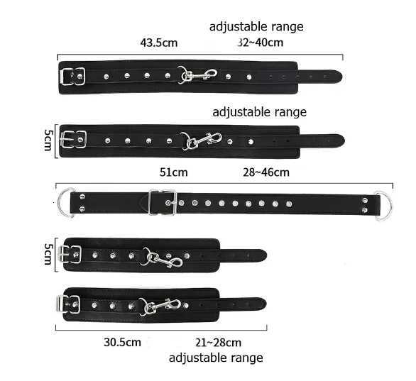 Black Leather Bondage Handcuffs Arm Cuffs Restraints Straps Hand Belt Cuffs Slave BDSM Exotic Sex Toys for Adults Couple Games XJ250813