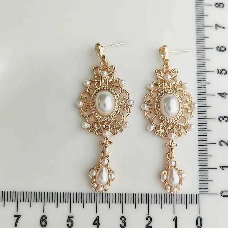 Vintage Palace Golden Pearl Hanging Earrings For Women Wedding Baroque Bohemia Fine Drop Earrings Female Elegant Jewelry Gift Y250812