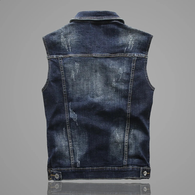 White Mens Sleeveless Denim Jacket Single Breasted Lapel Vest Coat Blue Gray Black Tops Waistcoat M5XL 6XL 250805