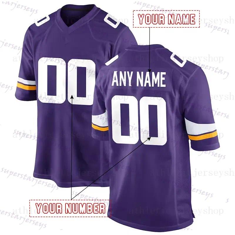 Personalized Custom Football Jersey Jefferson McCarthy Moss Darnold Addison Hockenson Smith Men Women Youth Embroidered Letter Number Desgined Polyest