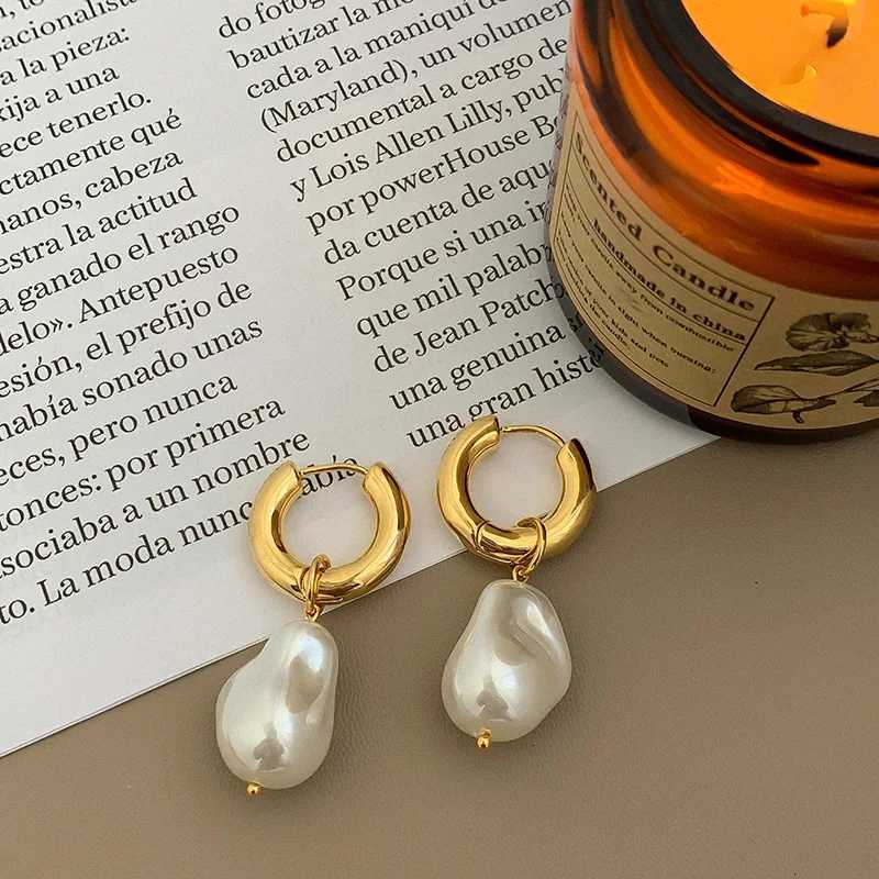 Stainless Steel Baroque Irregular Pearls Drop Earrings For Women Girl Trend Daily Wear Accessorize Jewelry Gift Party Y250812
