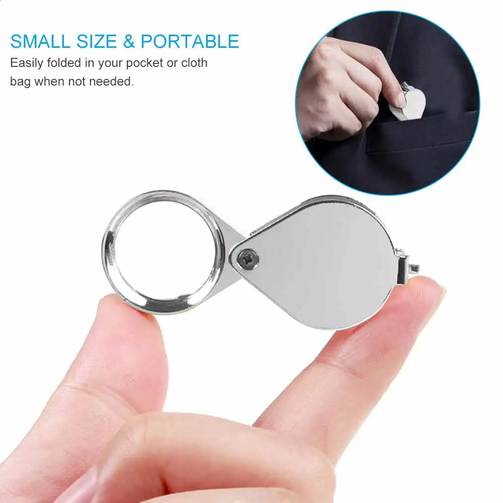 Pocket Jewelry Loupe 10x30x 21mm Jewelers Diamond Eye Magnifying Glass Magnifier Metal Tools For Coins Gems Stamps Watches 250804