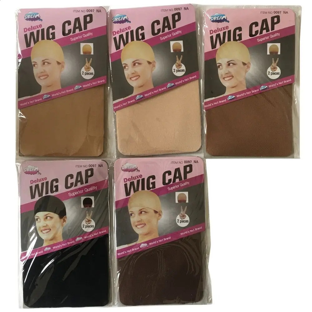 20 pieces 10 packs Wig Cap Wig Nets Stretch Mesh Snood Hair Net Dark Beige Wig Caps 250812