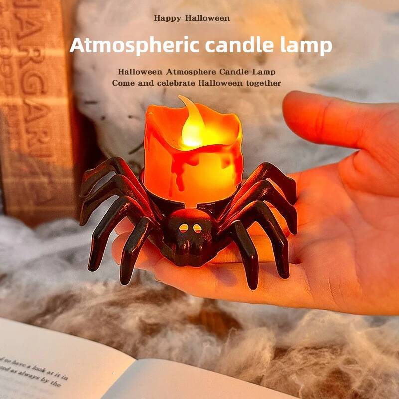 3/2/1PCSHalloween Decorations Spider Candles Night Lights Supplies Decorative Props Haunted House Horror Party Accessories ddmynov