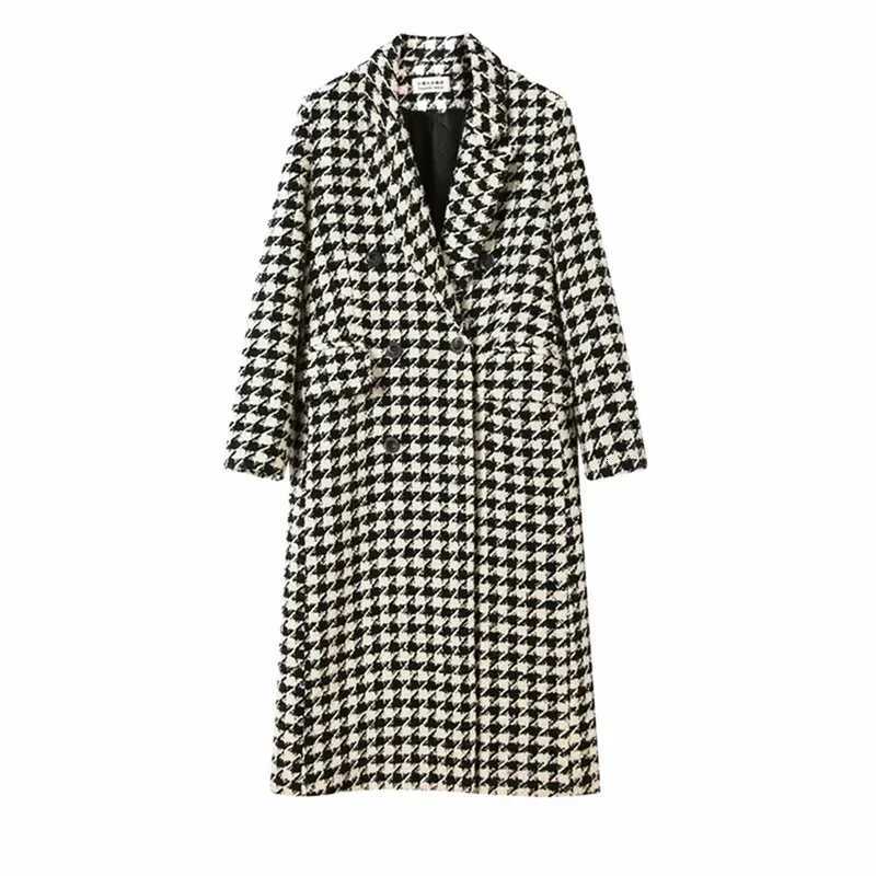 2025 Autumn and Winter New Thick Plaid Jackets for Women Over-the-Knee Quilted Houndstooth Woolen Coat Long Outerwear 800 Z250813