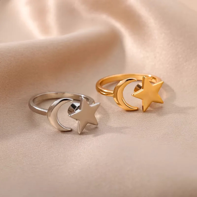 Anti Stress Anxiety Fidget Rings for Women Stainless Steel Sunflower Sun Star Spinner Ring Christmas Jewelry Gifts Drop 250811