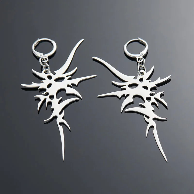 Fashion Trend Silver Color Irregular Spike Hanging Earrings for Men and Women Unique Hip Hop Rock Party Jewelry Accessories 250812
