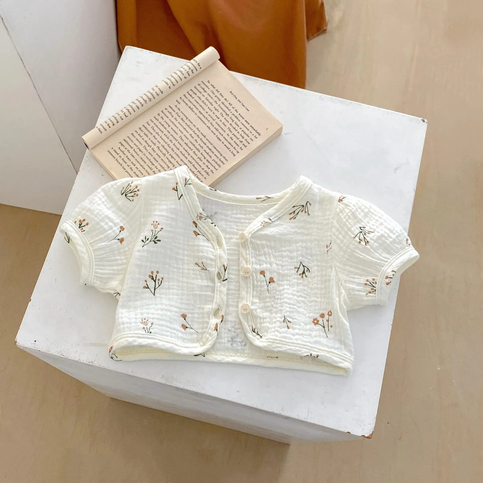 Summer Baby Men And Womens Simple Fashion All The Floral Bubble ShortSleeved Coat Short Necessary Small Cardigan 250812