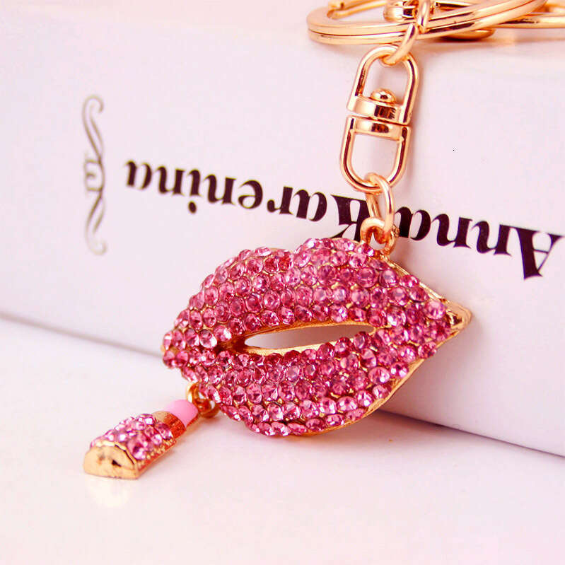 Creative Fashion Cute Dia-Encrusted Red Lips Mouth Women's Bag Accessories Keychain Pendant 983