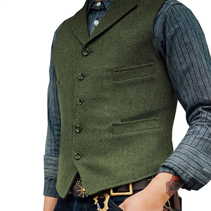 Single-breasted Coat Male Lapel Korean Version Vests Fashion Vest Mens Sleeveless Jacket Formal Business Male Waistcoat 250805