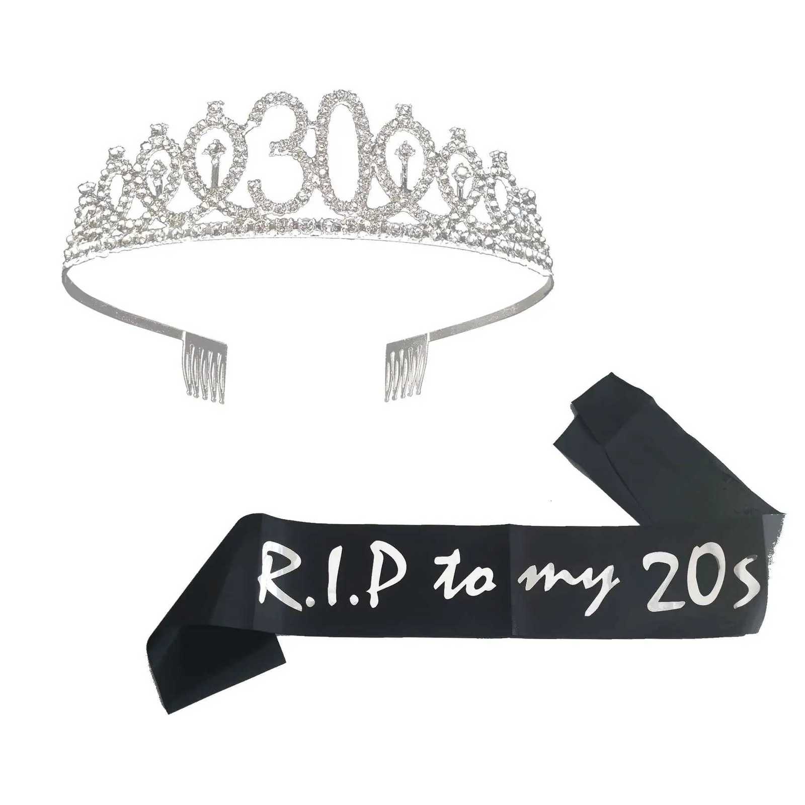 30th Birthday Sash and Tiara Set Funny 30th Birthday Gift for Women RIP to My 20s Sash 30 Years Old Birthday Party Decorations X250813