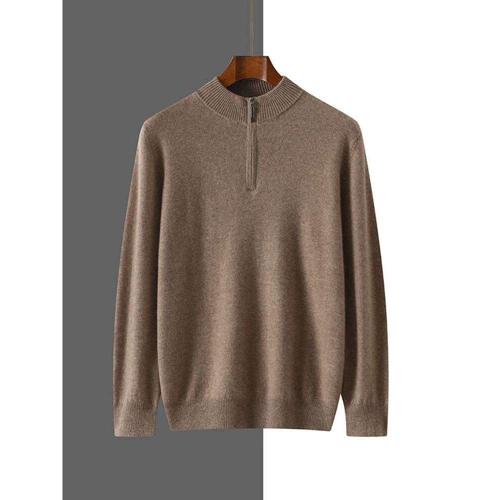 Autumn Winter Solid Color Basics Zipper Sweater 100% Cashmere Knitted Pullover Man Soft Warm Casual Clothes Fashion Male Tops MDNG 20250811