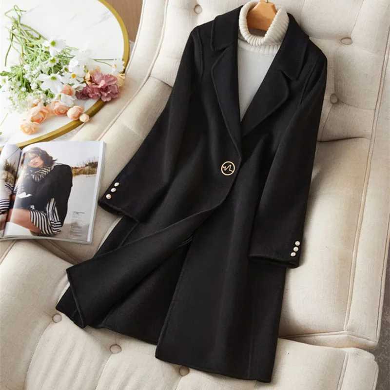 Double-Sided Cashmere Coat Women Mid-Length Slimming Womens Woolen Coat 2025 New Petite Lapel Womens Woolen Coat H485 Z250813