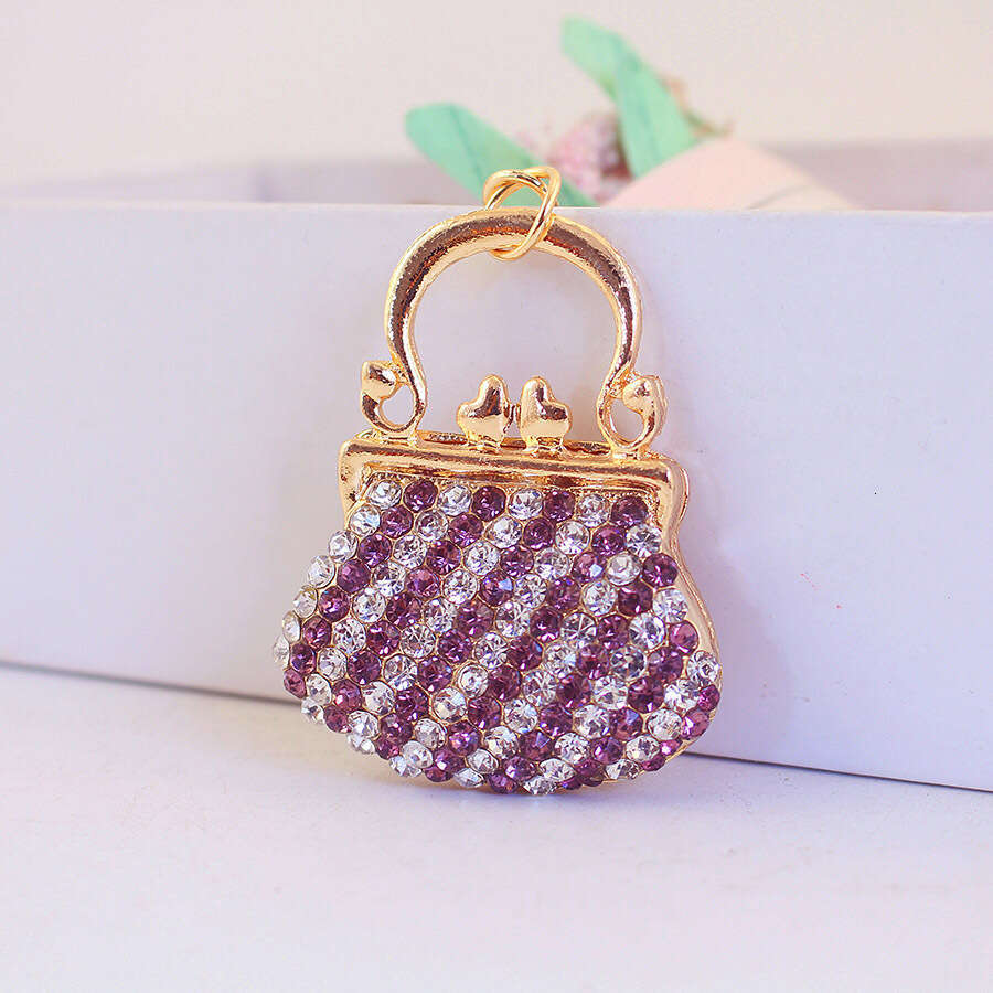 Alloy Rhinestone Women's Handbag Large Shoulder Car Keychain Girlfriend Bag Pendant Ornament Gift 1488