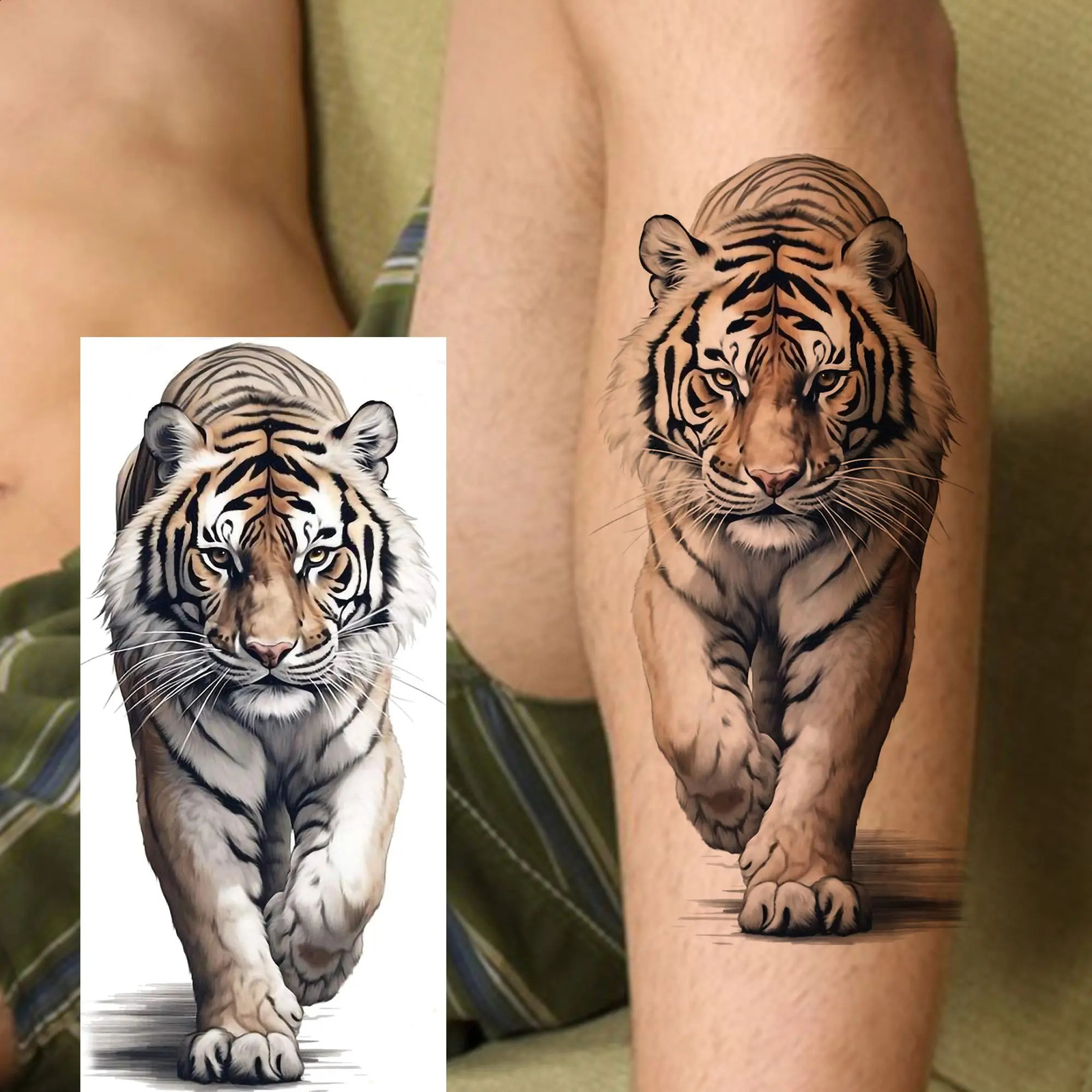 1 Sheet Fierce Tiger Lion Dragon Temporary Tattoos For Men Women Waterproof Wolf Skull Tatoos Long Lasting Tattoo Stickers 250809