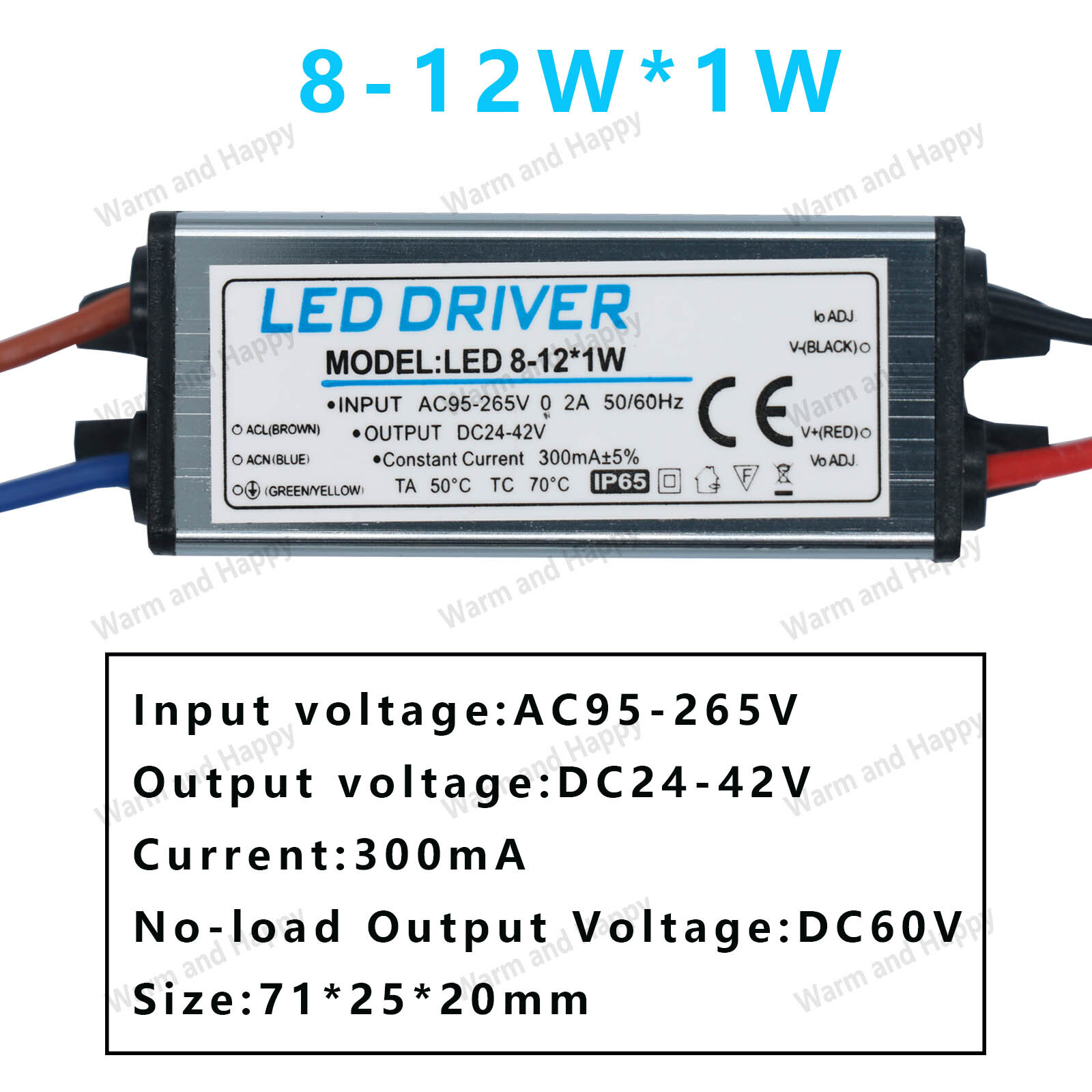 LED Driver 1-3W 4-7W 8-12W 12-18W 18-24W 25-36W AC95V-265V Power Supply 300mA Waterproof IP65 Lighting Transformer