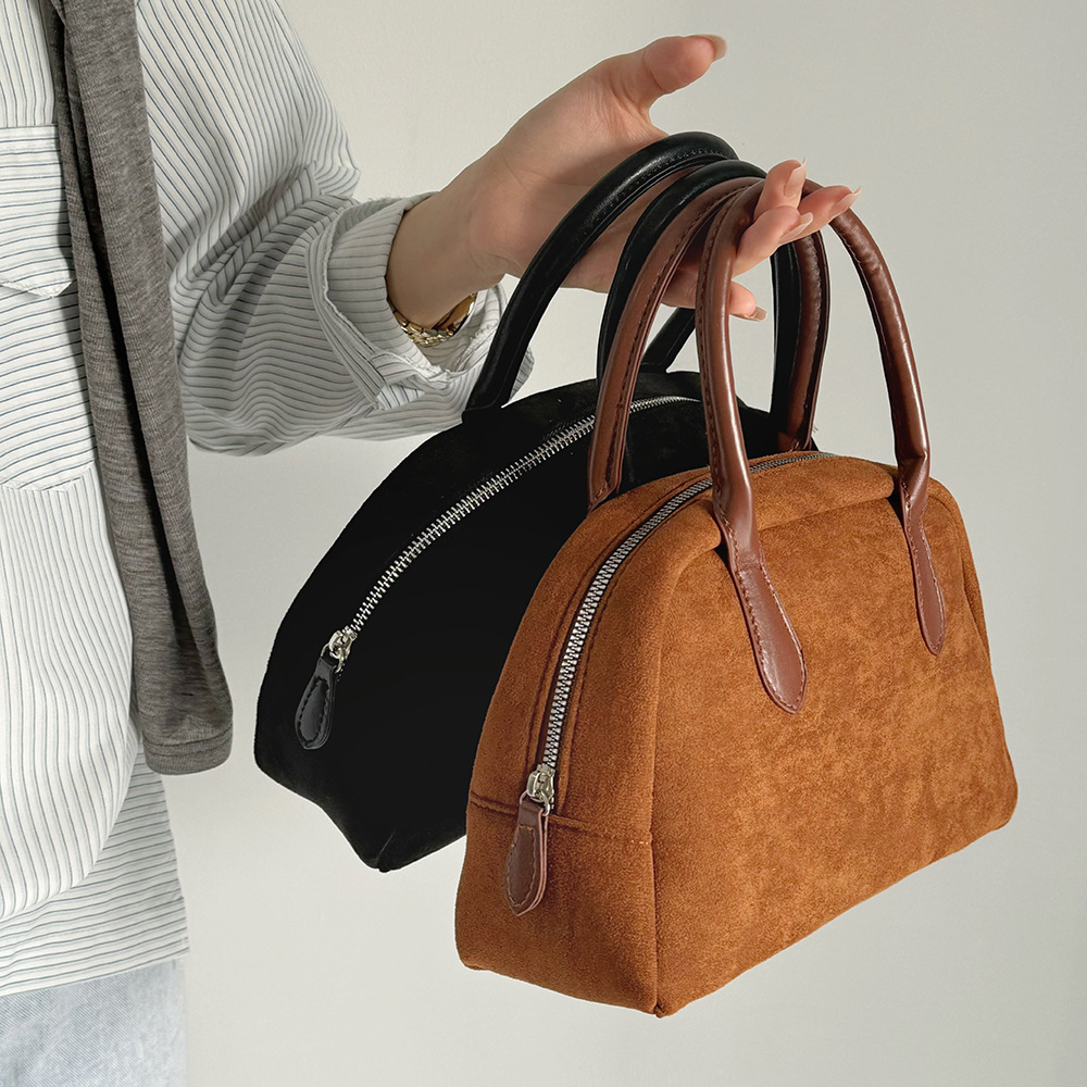 Korean Autumn Winter New Niche Design Ins Suede Handbag for Women Texture Versatile Commuting Bowling Bag ddmymarket