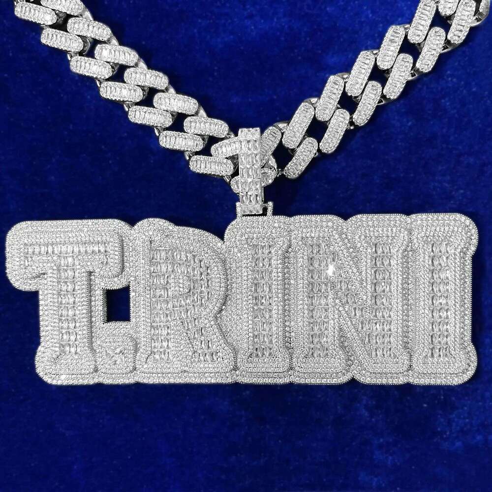 Custom Hip Hop Moissanite Letter Pendant Iced Out VVS Diamond Fashion Chain 925 Silver Name Letter Jewelry for Men Free Shipping