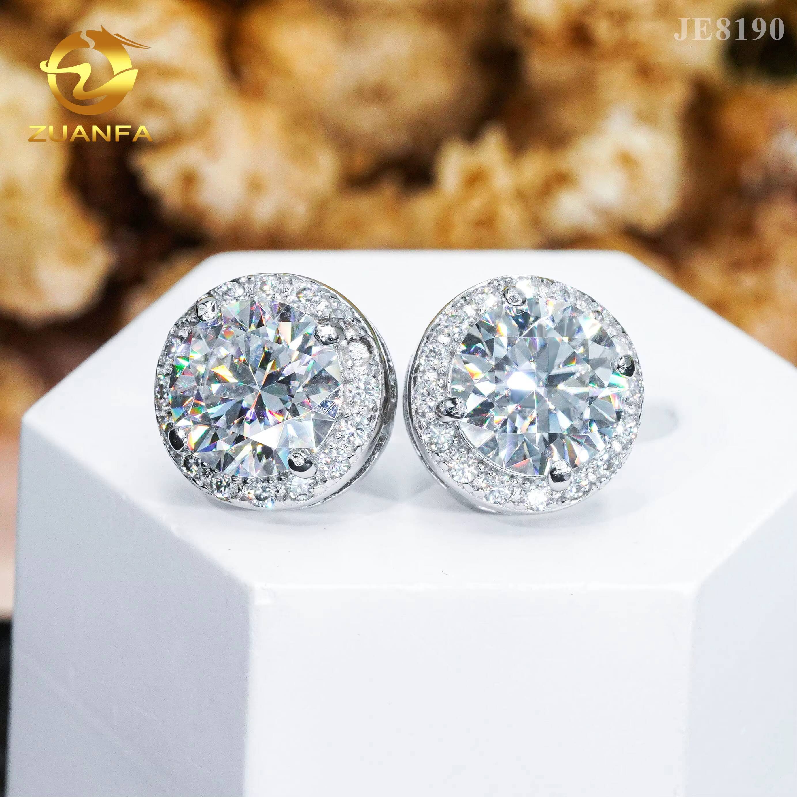 Tested S925 Sterling Silver Gold-Plated Shiny Earrings Stud Screw Back Closure Unisex VVS Moissanite Earrings Stud