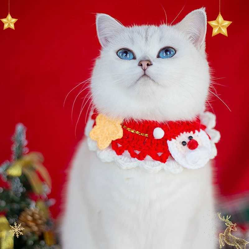 Christmas Pet Scarf Cats Clothing Collar Christmas Cats Clothing Cute Pet Decor Bow Dog Cat Collar Costume cat clothesXJ250813