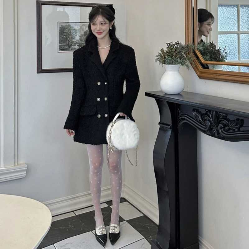 MEXZT Elegant Pink Wool Blends Coats Women Double Breasted Black Woolen Jackets Korean Long Sleeve Outerwear Winter Overcoat New Z250813