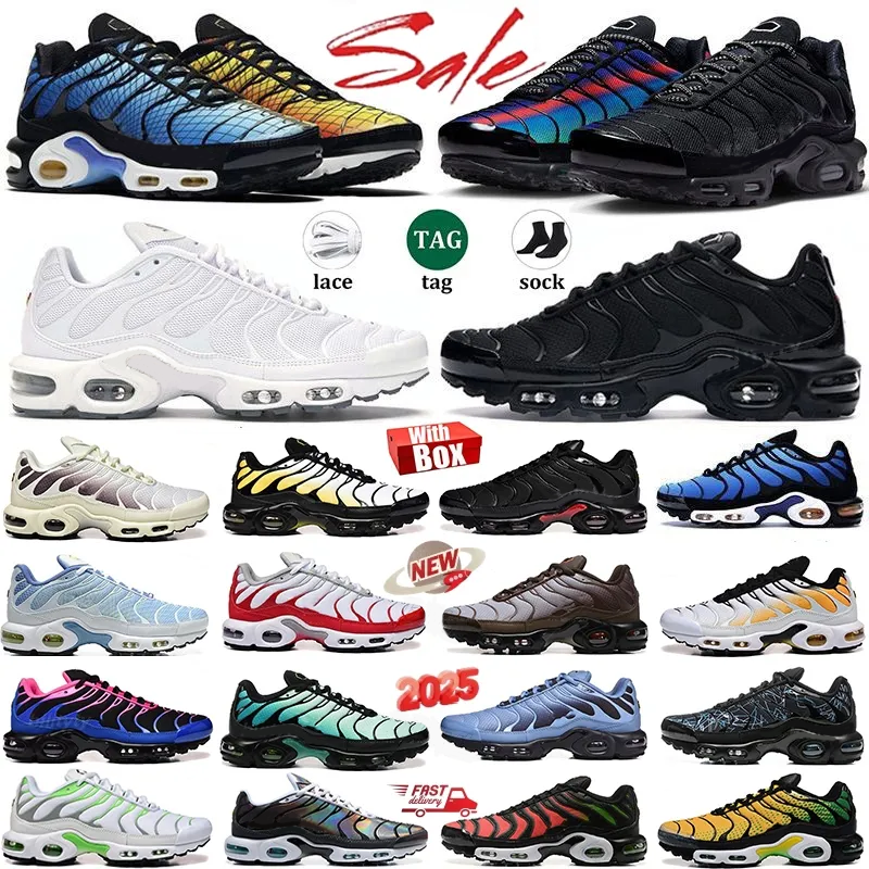 With Box tn Plus tns tnss chaussures designer shoes running shoes reflective Triple White midnight navy Tennis Breathable Men Women Trainers Sneakers EUR 36-45