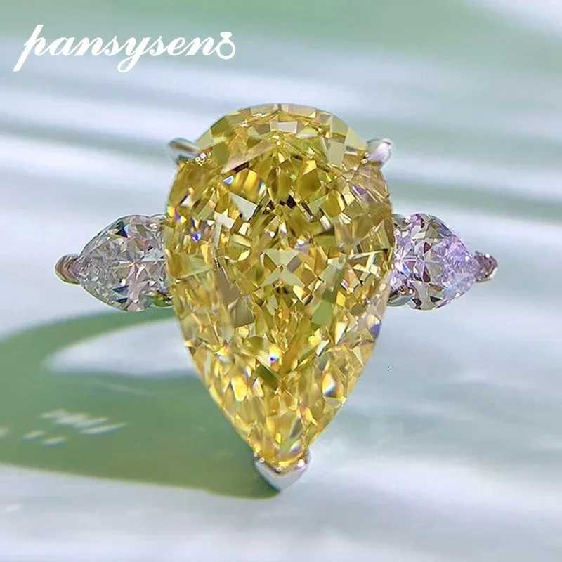 925 Sterling Silver Sparkling Solid PANSYSEN 5CT Pear Cut High Carbon Diamond Finger Wedding Party Ring Fine Jewelry Wholesale W250812