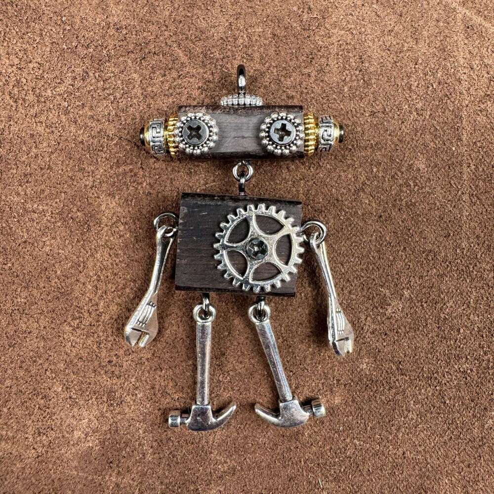 Handmade Punk Robot Hanging Ornament Trendy Play Stall Niche Design Phone Chain Unisex Necklace Pendant
