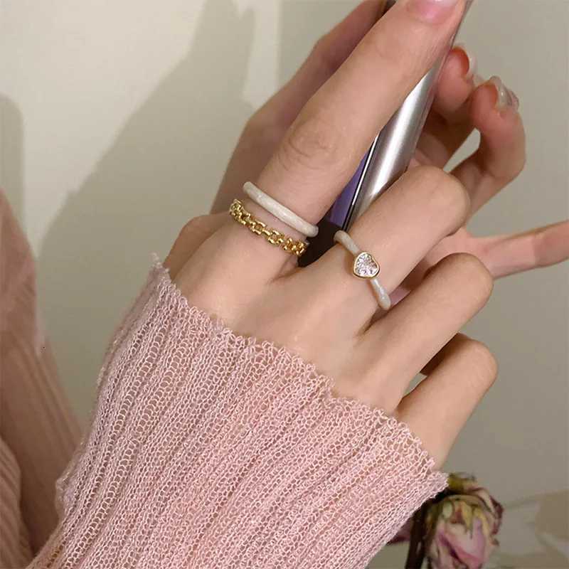 New Fashion Silver Gold Color Double Enamel White Irregular Punk Open Finger Ring for Women Girl Jewelry Gift Dropship W250812