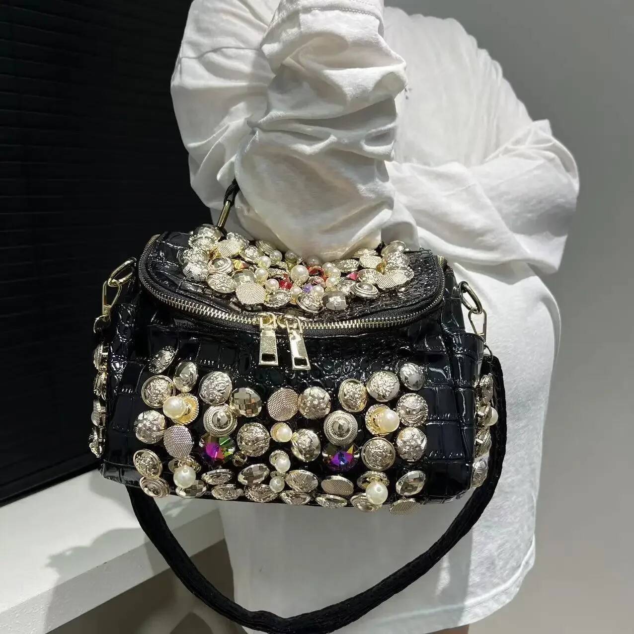 Women's Fashion Dia Handbag Elegant Evening Beaded Light Shoulder Crossbody Bag high-quality