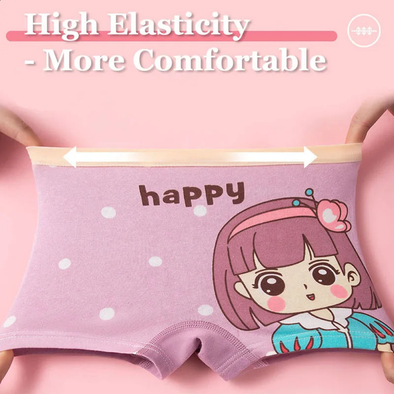 4 PcsLot Girls Soft Panties Kids Cotton Children Underwear Childrens Briefs Cartoon Princess Shorts Boxers For 314 Years Old 250812