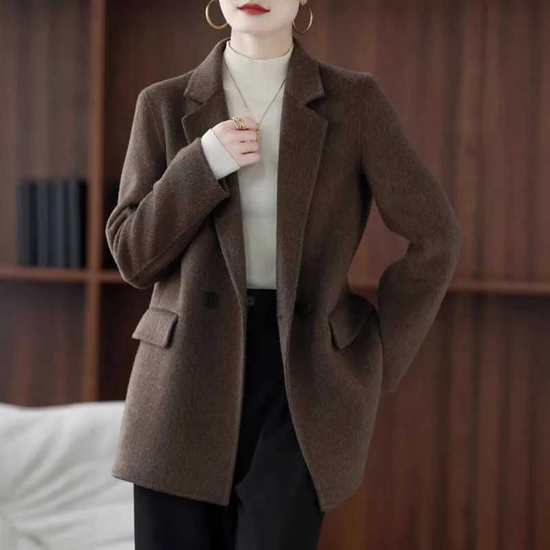 100% Pure Wool Double-Sided Woolen Jacket Autumn Winter Fashion Versatile Womens Clothing Z250813