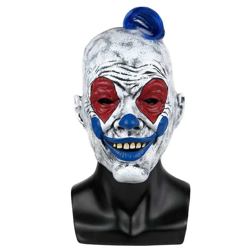 Joker Mask Cosplay Adult Blue Hair Clown Red Face Latex Masks Helmet Halloween Carnival Dress Up Party Costume Props L250813