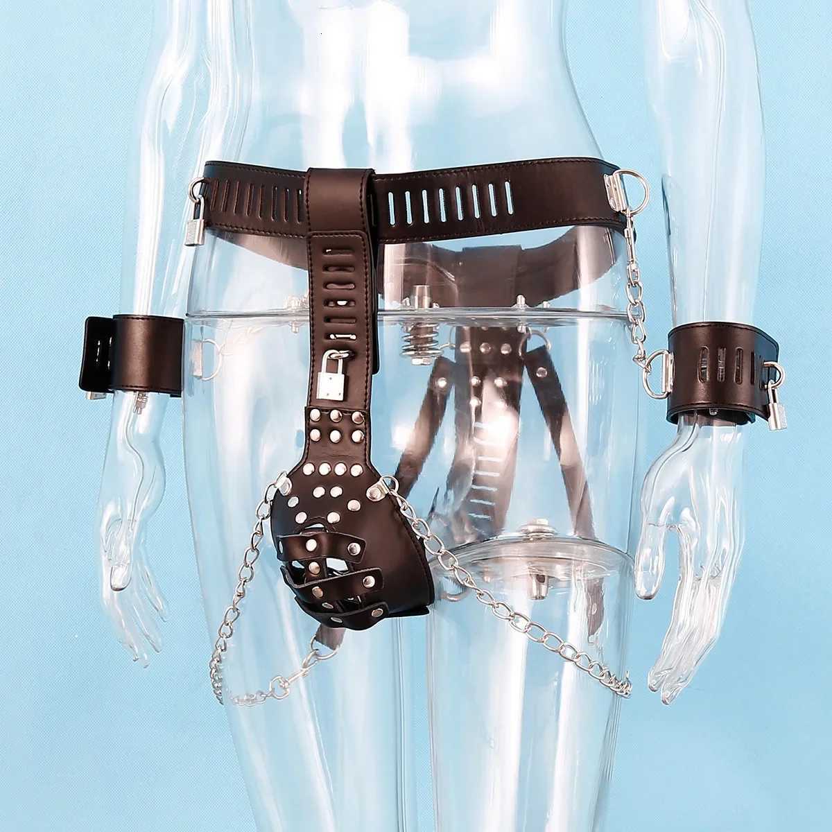 Leather Panty Bondage with Handcuffs Sexy Toys Chastity Slave BDSM Sex Furniture Gay Harness Tools for Couples XJ250813