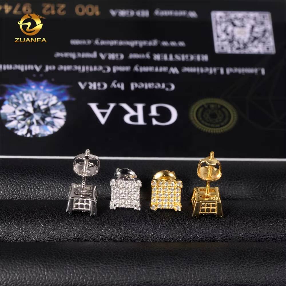 Premium Jewelry High-Quality Designer 18K Gold Plated Iced 925 Sterling Silver Jewelry Earrings