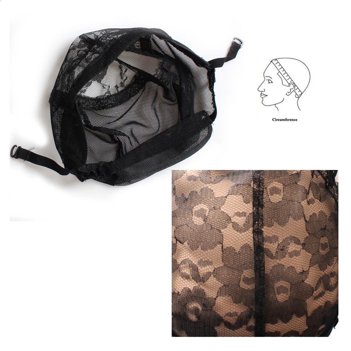 1Pieces Nylon Black Color Hair Net Wig Cap Lace Wig Caps For Wigs Hair Mesh Net Adjustable Straps for Women Men 250812