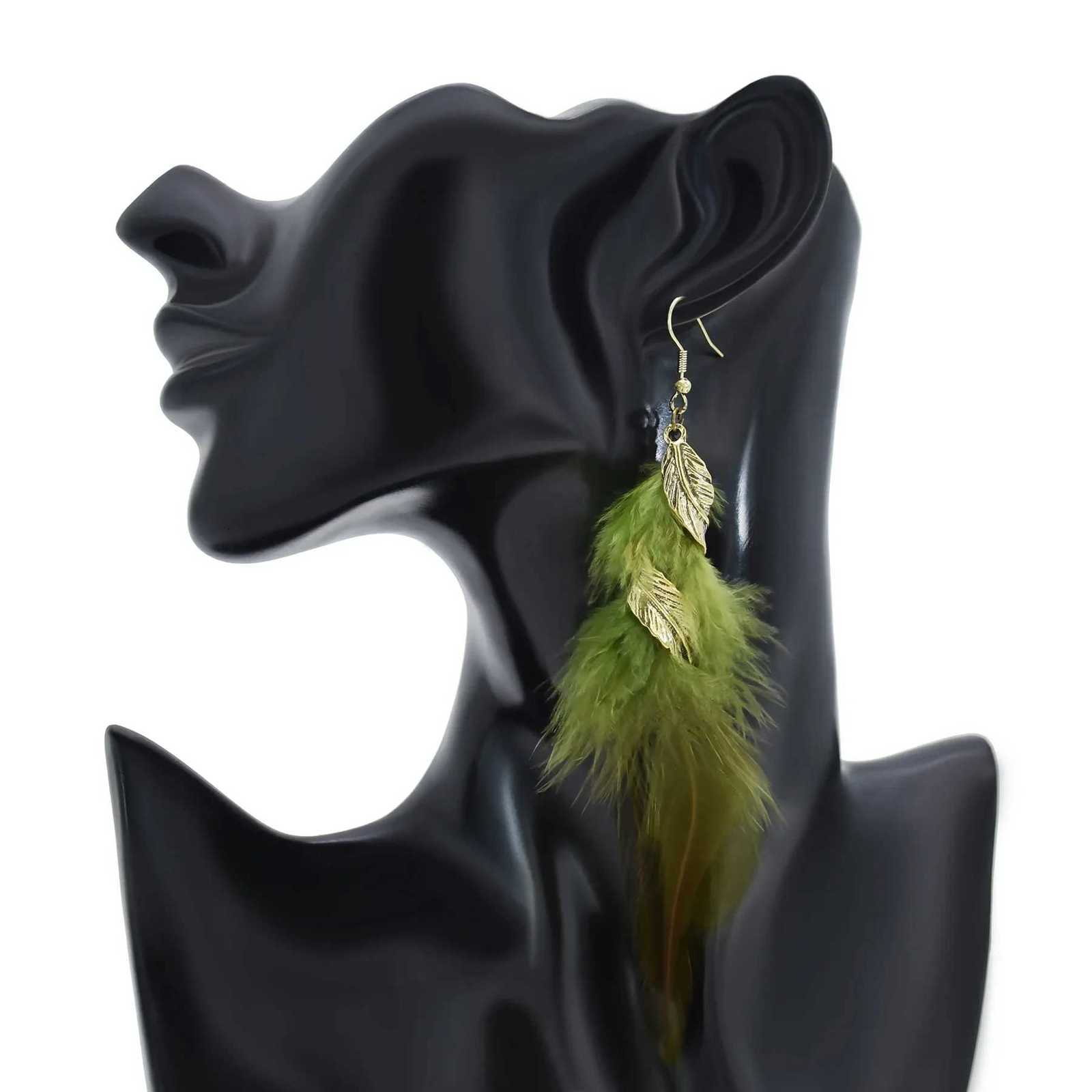 Ethnic Boho Feather Drop Dangle Earrings for Women Female Fringed Long Tassel Hanging Earrings Brincos Indian Turkish Jewelry Y250812