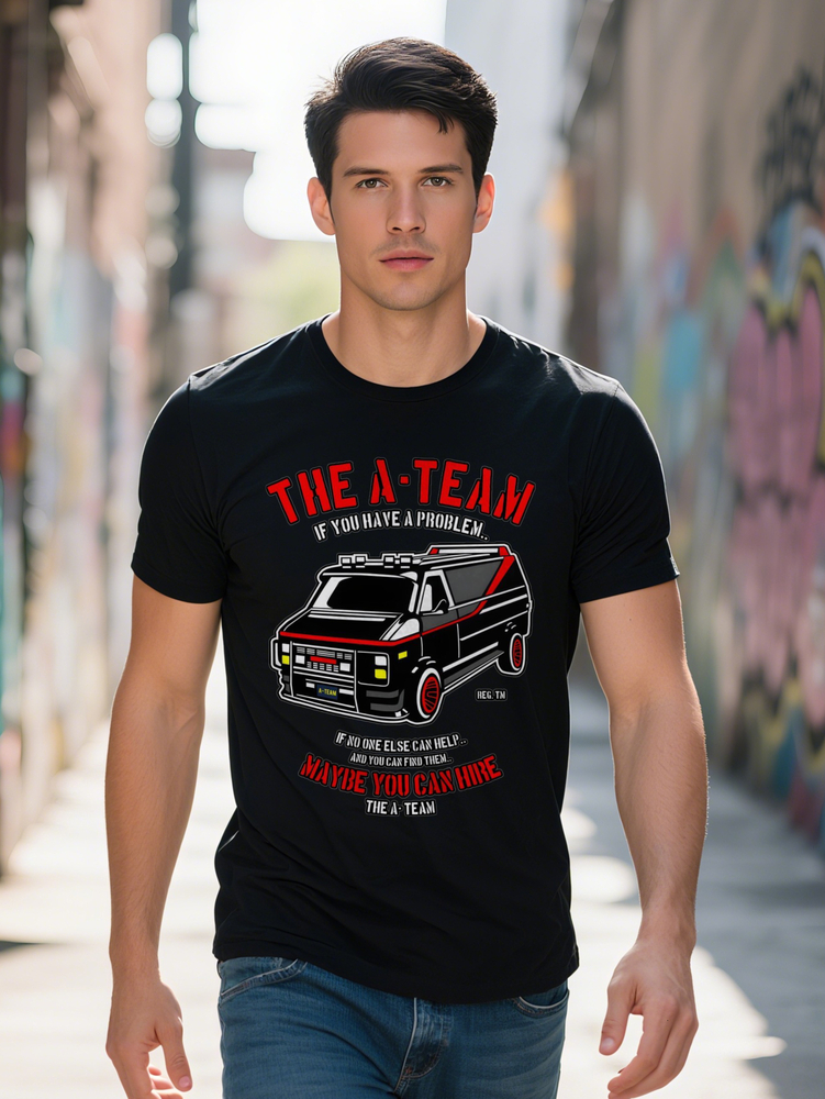 Summer Essential s Casual Crew Neck T-Shirt THE A TEAM Graphic Print Black Red White Design Perfect Gift for