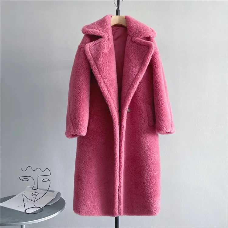 Winter Jacket Women Long Coat Wool Woven Fabric Thick Warm Outerwear Oversize Fashion Streetwear Teddy Bear Coats Z250813