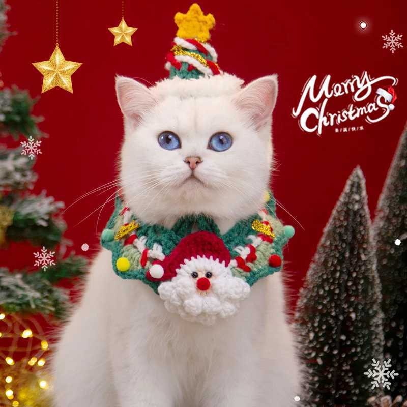 Christmas Pet Scarf Cats Clothing Collar Christmas Cats Clothing Cute Pet Decor Bow Dog Cat Collar Costume cat clothesXJ250813