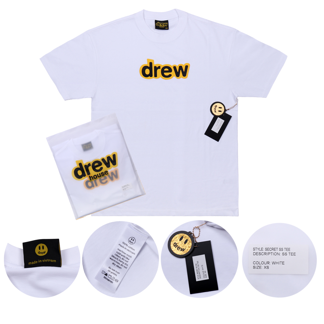 Drew House Designer luxury T shirt men's and women's T-Shirts Drew logo print