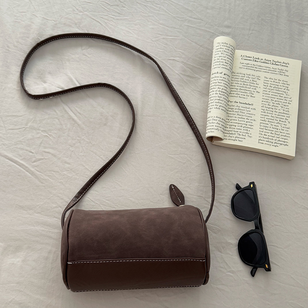 Textured Pen Holder Suede Single Shoulder Crossbody Cylinder Women's Bag, Niche Design Matte Casual Bag ddmymarket