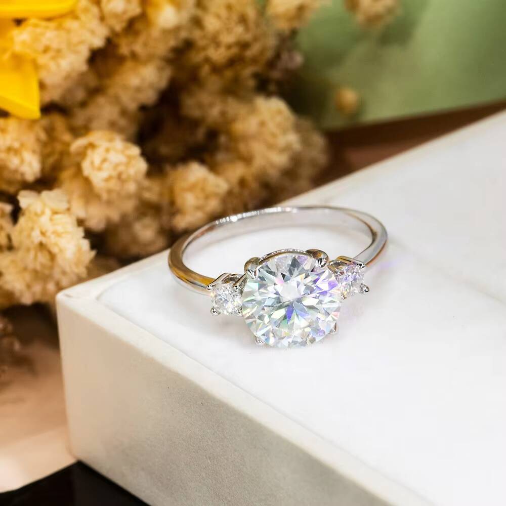 9K 14K 18K New Design Women Engagement Wedding Ring Female Jewelry 3CT Silicon Stone Ring