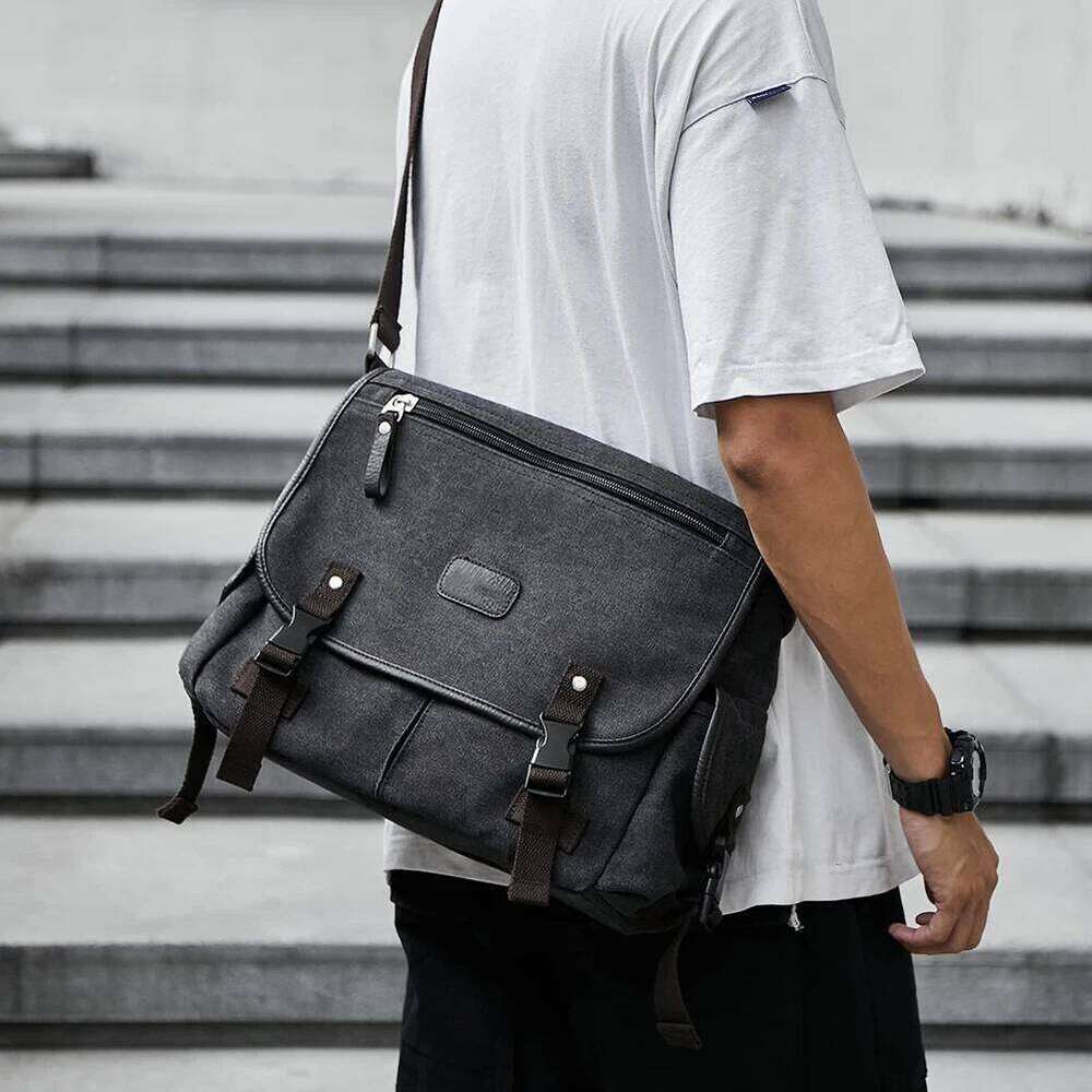 Classic Men Shoulder New Canvas Messenger Outdoor Leisure Travel Multi Pockets Satchel Handbags Men's Designer Bag