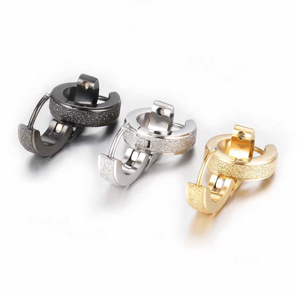 1 Pair of Luxury 18K Gold Plated 304 Stainless Steel Matte Hoop Earrings for Men - Hypoallergenic Nickel-Free and Durable - Per Y250812
